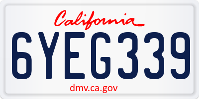 CA license plate 6YEG339