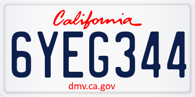 CA license plate 6YEG344