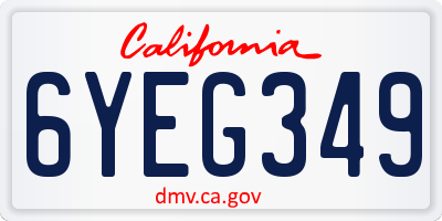 CA license plate 6YEG349