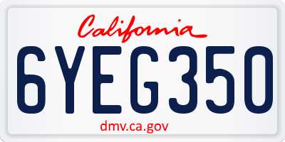 CA license plate 6YEG350