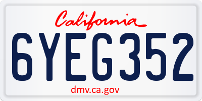 CA license plate 6YEG352
