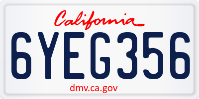 CA license plate 6YEG356
