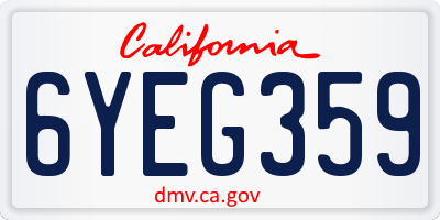 CA license plate 6YEG359