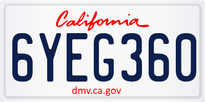 CA license plate 6YEG360