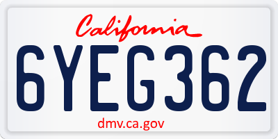 CA license plate 6YEG362