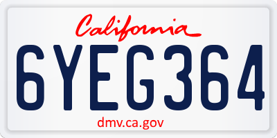 CA license plate 6YEG364