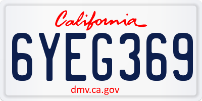 CA license plate 6YEG369