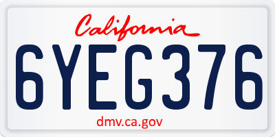CA license plate 6YEG376