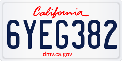 CA license plate 6YEG382