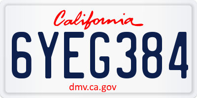 CA license plate 6YEG384