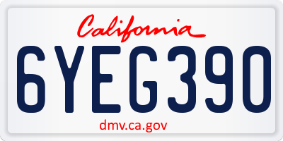 CA license plate 6YEG390