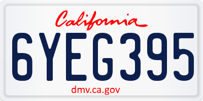 CA license plate 6YEG395