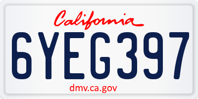 CA license plate 6YEG397