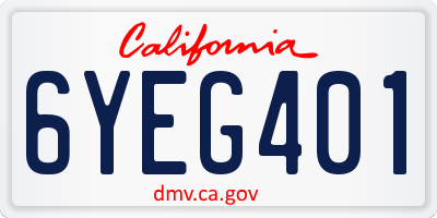 CA license plate 6YEG401