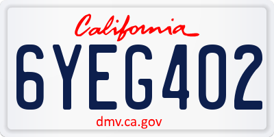 CA license plate 6YEG402