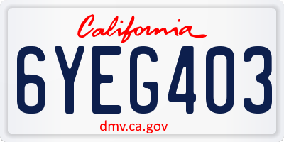 CA license plate 6YEG403