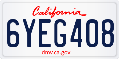 CA license plate 6YEG408