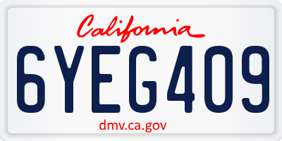 CA license plate 6YEG409