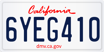 CA license plate 6YEG410