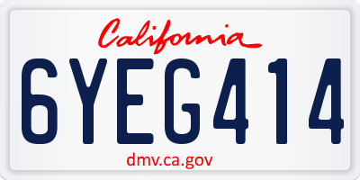 CA license plate 6YEG414