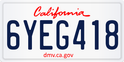 CA license plate 6YEG418