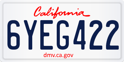 CA license plate 6YEG422