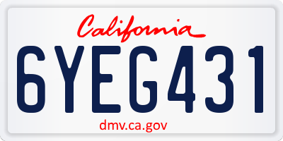 CA license plate 6YEG431