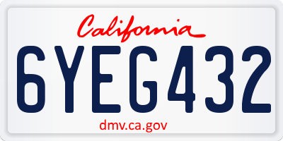 CA license plate 6YEG432