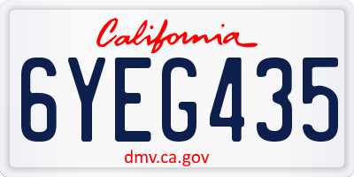 CA license plate 6YEG435