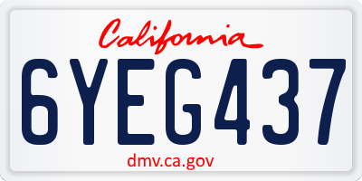 CA license plate 6YEG437