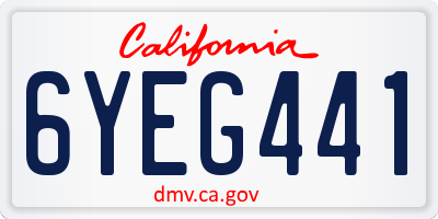 CA license plate 6YEG441