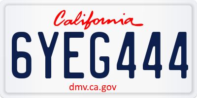 CA license plate 6YEG444