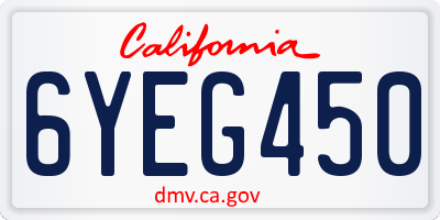 CA license plate 6YEG450