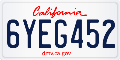 CA license plate 6YEG452