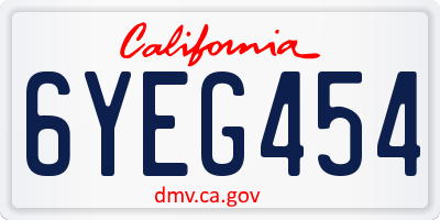 CA license plate 6YEG454