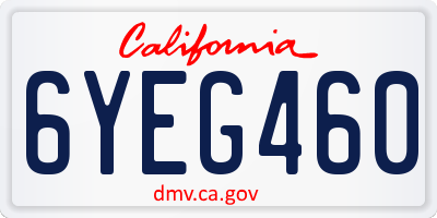 CA license plate 6YEG460