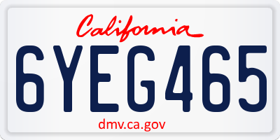 CA license plate 6YEG465