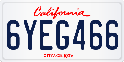 CA license plate 6YEG466