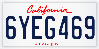 CA license plate 6YEG469