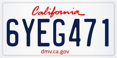 CA license plate 6YEG471
