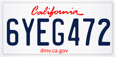 CA license plate 6YEG472
