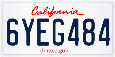 CA license plate 6YEG484
