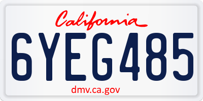 CA license plate 6YEG485
