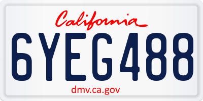 CA license plate 6YEG488