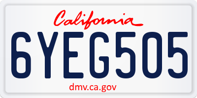 CA license plate 6YEG505