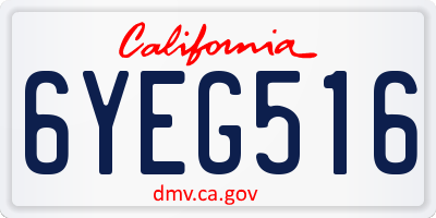 CA license plate 6YEG516