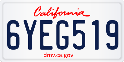 CA license plate 6YEG519