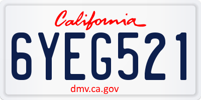 CA license plate 6YEG521