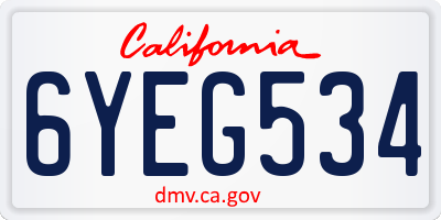 CA license plate 6YEG534