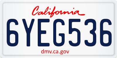 CA license plate 6YEG536